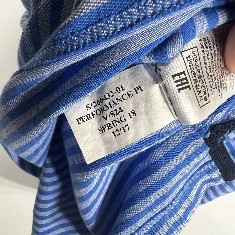 BANANA REPUBLIC Performance Pique Polo Mens‎ Size XL Blue Stripe Short Sleeve